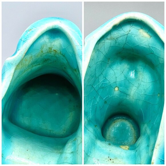 Vintage Turquoise Ceramic Shoe Figurine Fancy Detailing Glass Slipper - Picture 9 of 10